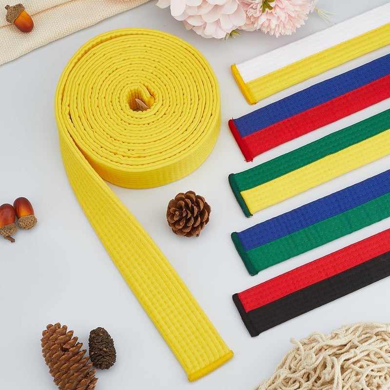 CREATCABIN Yellow Taekwondo Belt Polyester Martial Arts Belt Judo Karate TKD Aikido Uniform Belt with Ranking Long Soft Universal Fit Belts Jiu Jitsu for Men Women Adult Perfomance Accessories 9.18ft - Image 4